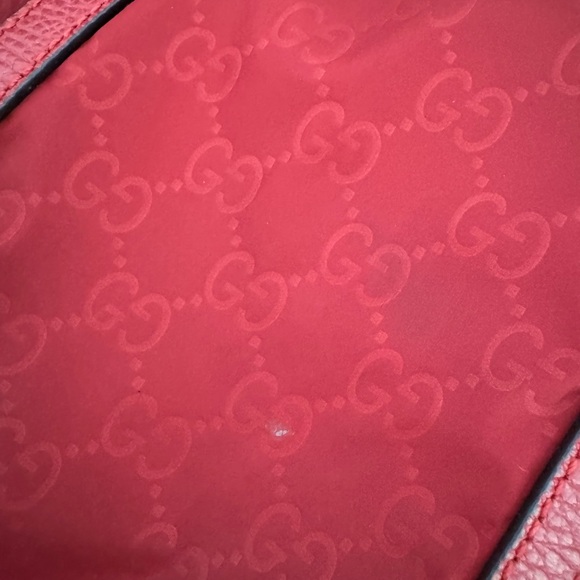 Gucci Red GG Nylon Tote Bag with Leather Trim - Picture 16 of 16